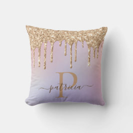 Almofada Piscinas de Brilho Glam Gold Monograma Elegante  A