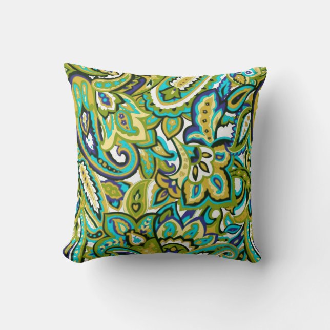 Almofada Pisley Azul-Turquoise Amarelo-Verde-Azul (Frente)