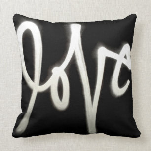 Almofada Pista de grafite de amor - preto e branco