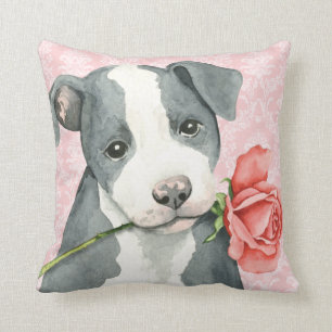 Almofada Pitbull cor-de-rosa dos namorados
