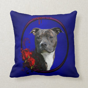 Almofada Pitbull rajado com rosas