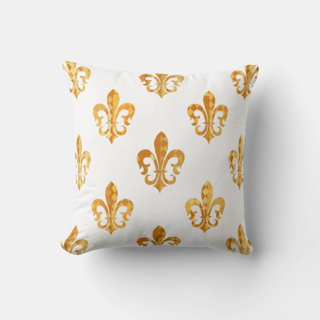 Almofada PixDezines flor de lis/dourado/preto/fundoDIY (Frente)