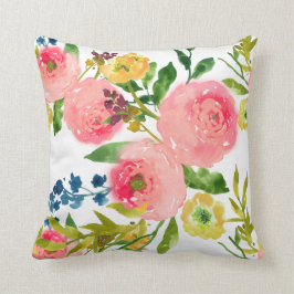 Almofada PixDezines Floral Aquarela/Ranunculus/Rosa