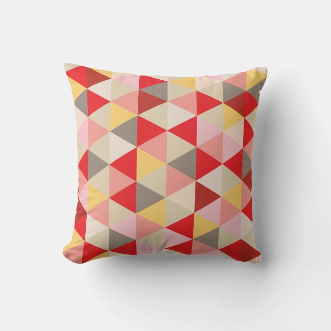 Almofada PixDezines geométrico/vermelho/rosa/amarelo/cinza (Frente)