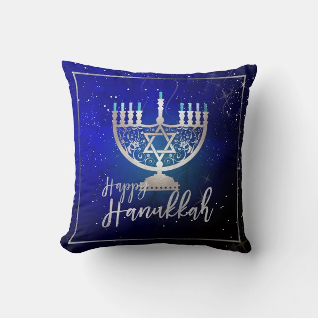 Almofada PixDezines Happy Hanukkah|Temple Menorah (Frente)