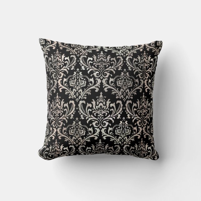 Almofada PixDezines Rossi Damask/Faux Silver (Frente)