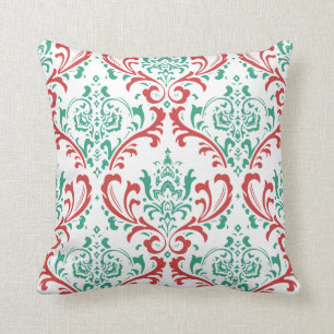 Almofada PixDezines Rossi Damask/Verde Teal/Vermelho