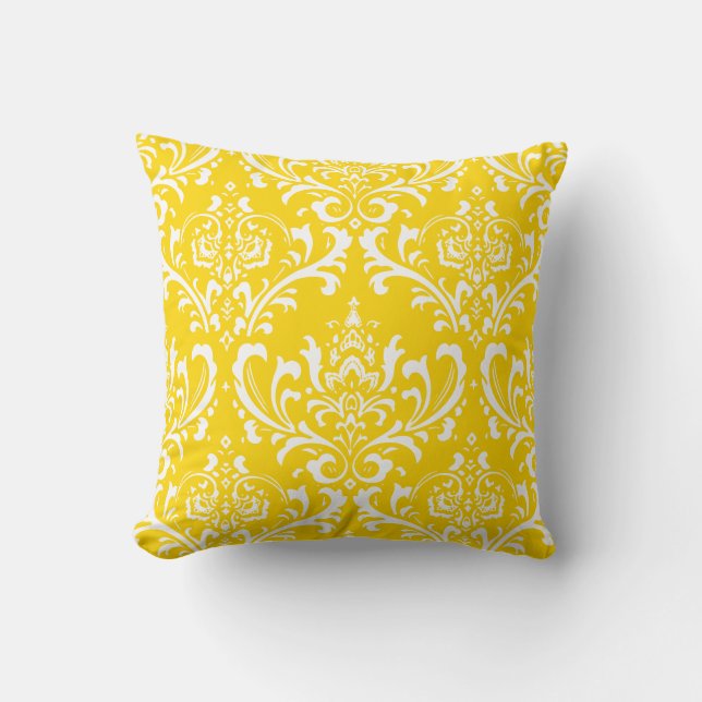 Almofada PixDezines White Rossi Damask/Yellow/DIY color (Frente)