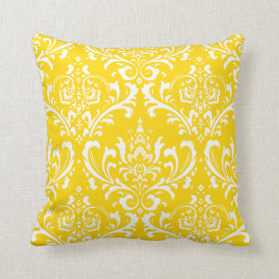 Almofada PixDezines White Rossi Damask/Yellow/DIY color