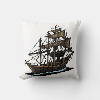 Almofada Pixel Art Sailing Ship on Water