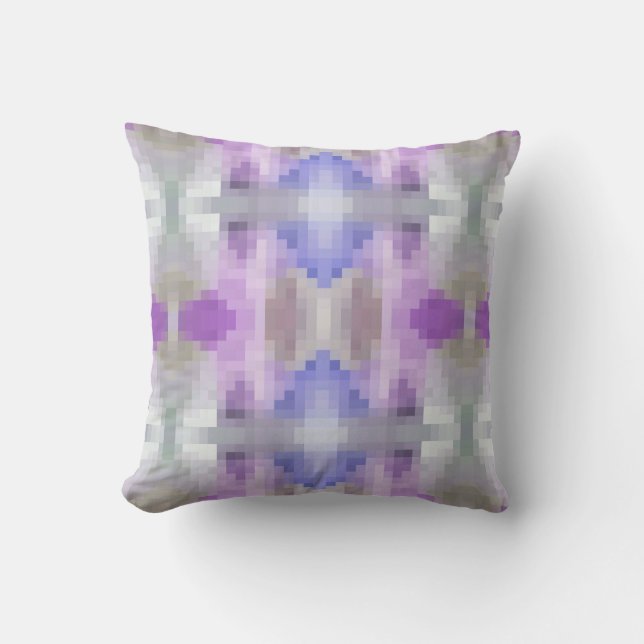 Almofada pixel azul violeta violeta violeta, geométrico pol (Frente)