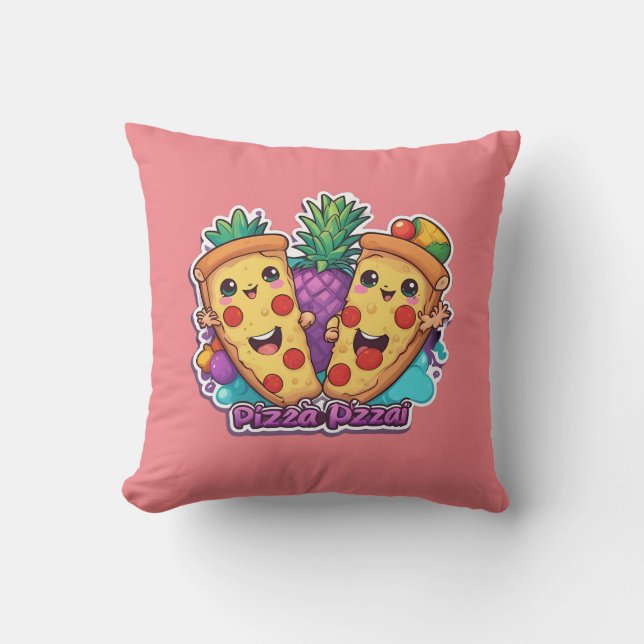 Almofada Pizza de Abacaxi Engraçado (Frente)