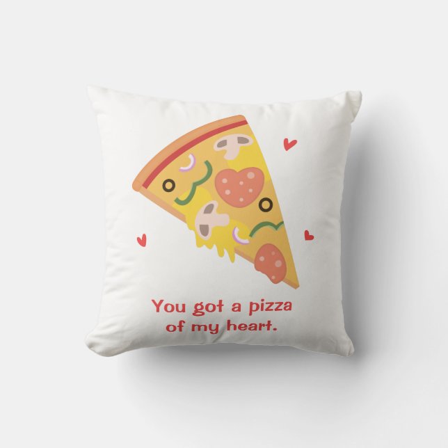 Almofada Pizza Fofa do Meu Coração Piada Divertida (Frente)