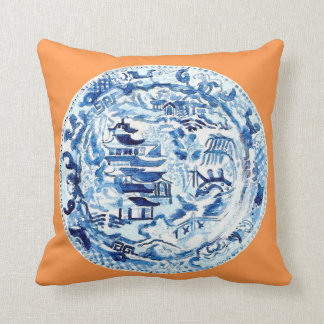 ALMOFADA PLACA DO CHINOISERIE NA TANGERINA