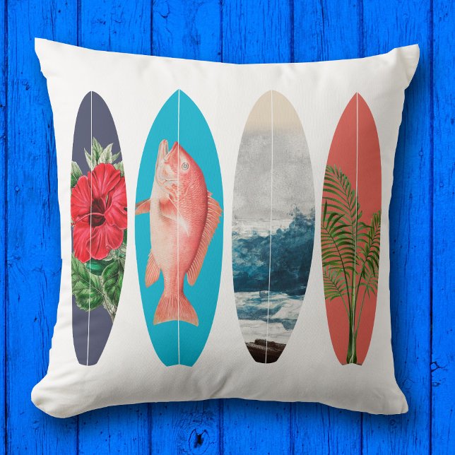 Almofada Placas retrógradas coloridas (Colorful Retro Surfboards Throw Pillow)