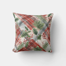 Almofada Plaid de Natal Rústico com Pinheiro de Inverno e F