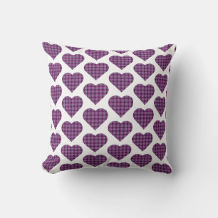 Almofada Plaid Roxo Rosa em Formato de Coração