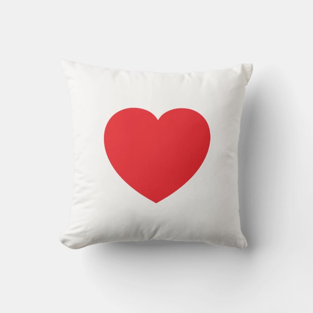 Almofada Plain Modern White Red Love Heart Graphic (Frente)