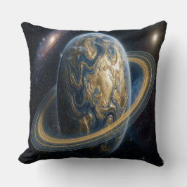 Almofada Planeta Azul Dourado com Anéis
