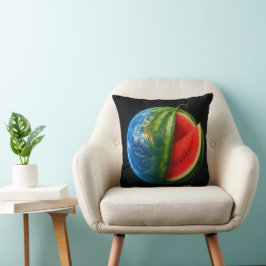 Almofada Planeta Criativo de Melancia Flutuante no Espaço.