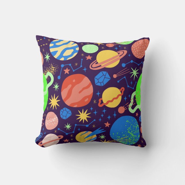 Almofada Planeta Quadrado e Tema Espacial   (Frente)