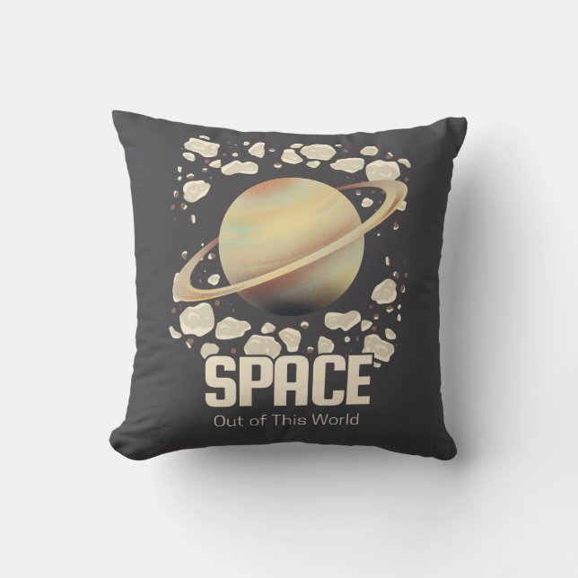 Almofada Planeta Saturno Bege Marrom (Frente)