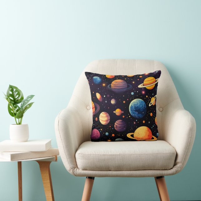Almofada Planetas Coloridos do Espaço (Cadeira)