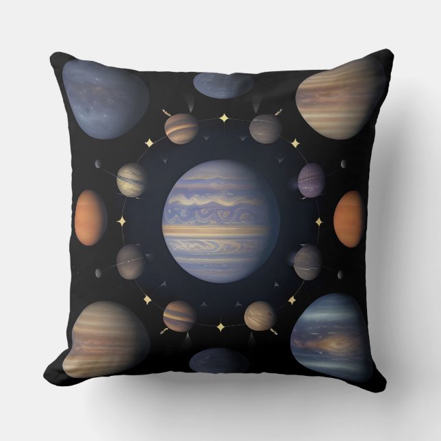 Almofada Planetas do sistema solar dispostos no espaço (Frente)