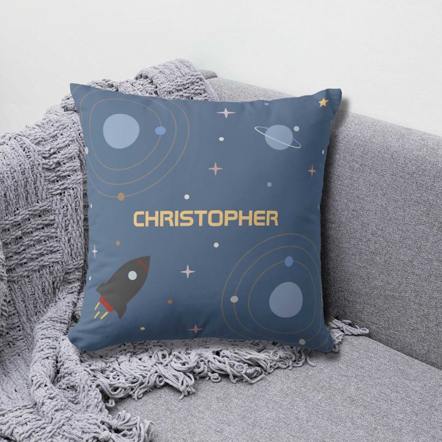 Almofada Planetas e foguetes, Travesseiro espacial externo (Planets & Rocket, Outer Space Pillow)