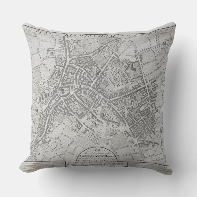 Almofada Plano de Birmingham, 1731, publicado 1789 (Frente)