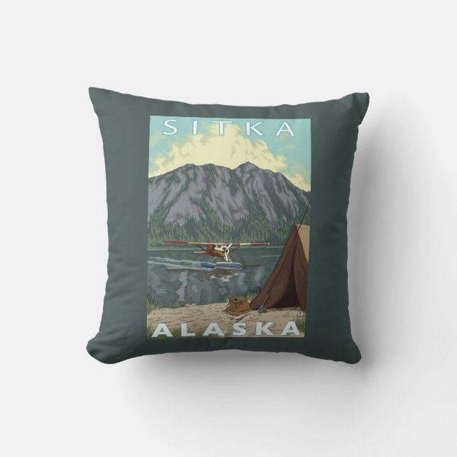 Almofada Plano de Bush & pesca - Sitka, Alaska (Frente)