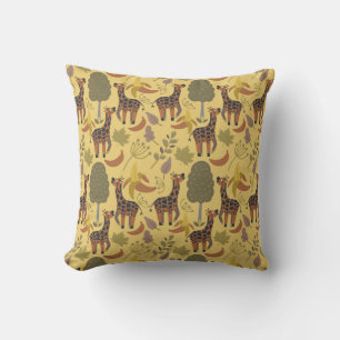 Almofada Plano de fundo amarelo sem costura Giraffe