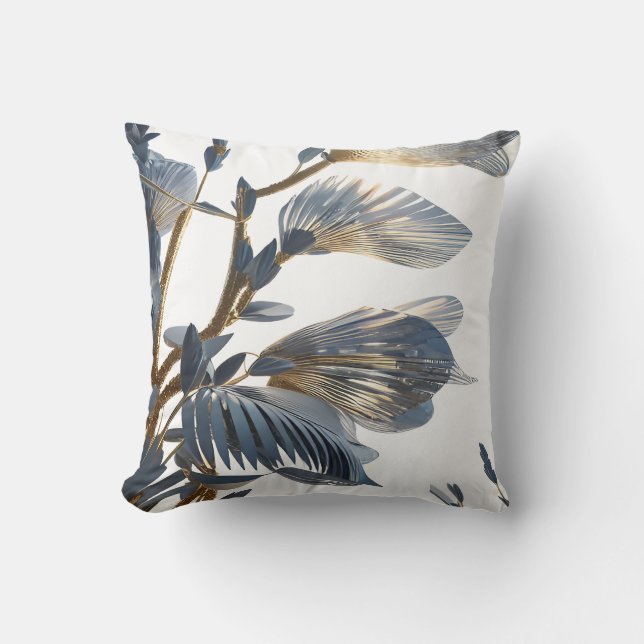 Almofada Planta com Desenho Floral Azul (Frente)