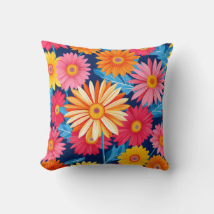 Almofada Planta de Flores de Gerbera Daisies Vibrantes