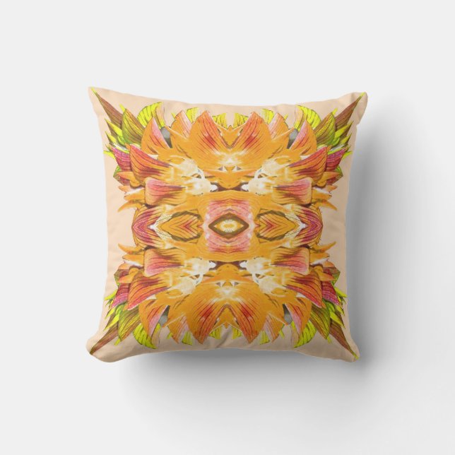 Almofada PLANTA LARANJA - Arte Fractal Digital - (Frente)