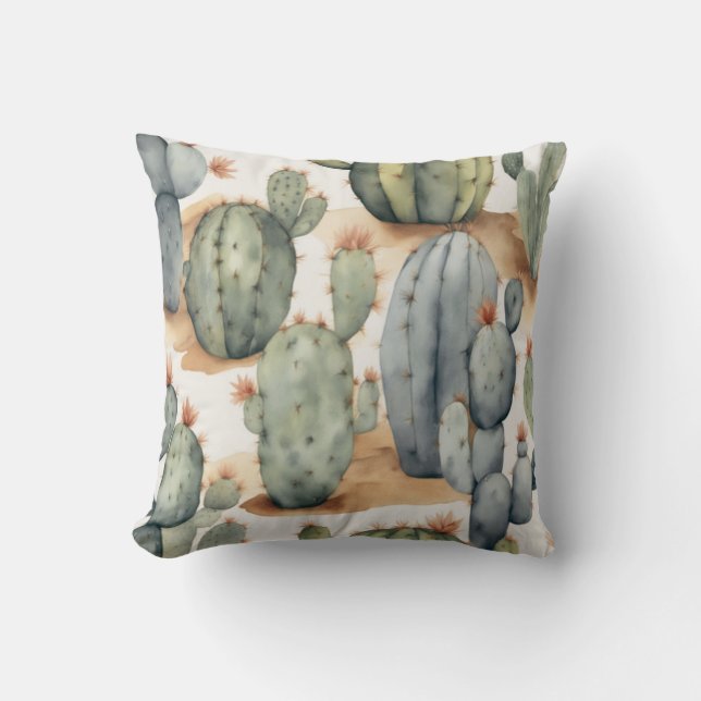 Almofada Planta Lover's Paradise Cactus Watercolor (Frente)