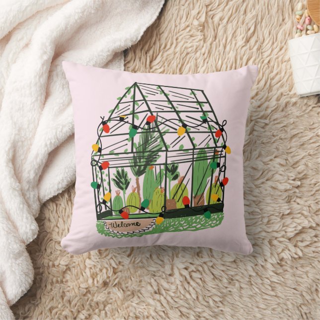 Almofada Plantas de Cactus Botânico Casa Verde de Natal (Cobertor)
