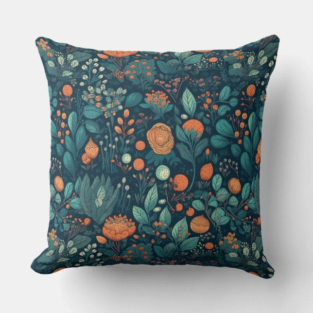 Almofada Plantas escandinavas e flores (Frente)