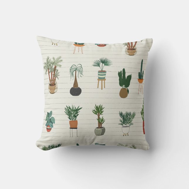 Almofada plantas interiores com desenho de mão (Frente)