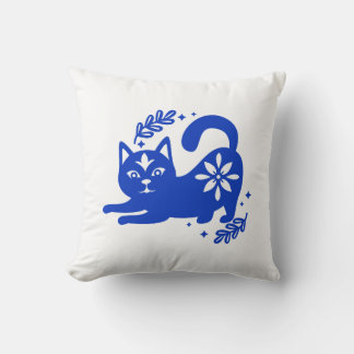 Almofada Playful Blue Cat Throw Pillow – CozyBun