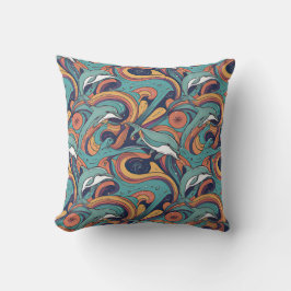 Almofada Playful Dolphins Pattern - Design inspirado no oce
