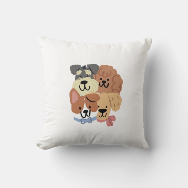 Almofada Playful Puppies Pattern Decorative Pillow (Frente)