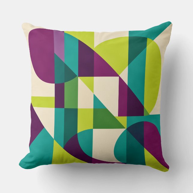 Almofada Plum Teal Geometric Abstract (Frente)