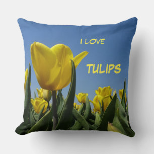 Almofada Pó de Campo das Tulipas Amarelas. Travesseiro deco