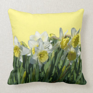 Almofada Pó de Daffodils Amarelo Branco. Travesseiro decor