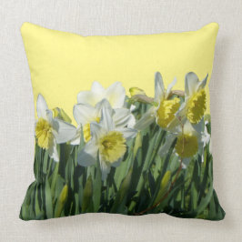 Almofada Pó de Daffodils Amarelo Branco. Travesseiro decora