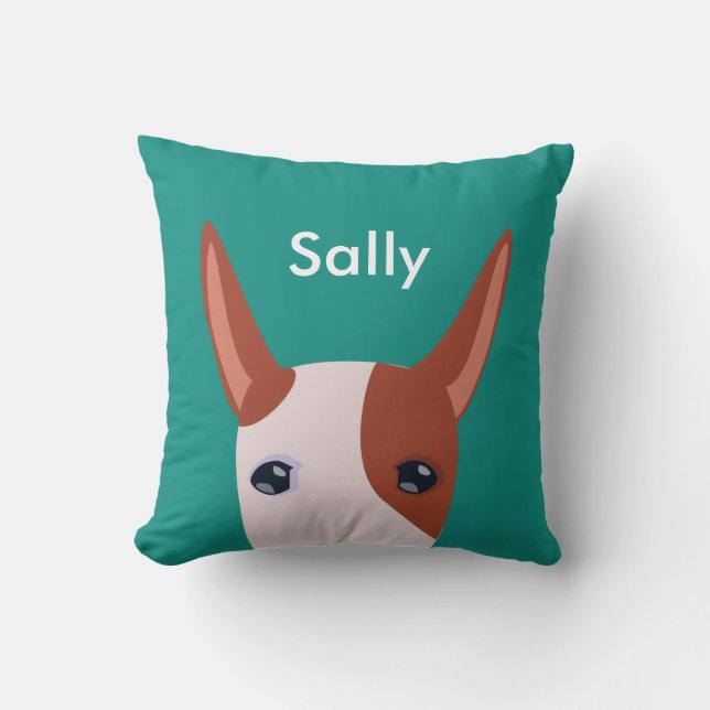 Almofada Podenco Ibicenco Personalizado com o Face Azul (Frente)