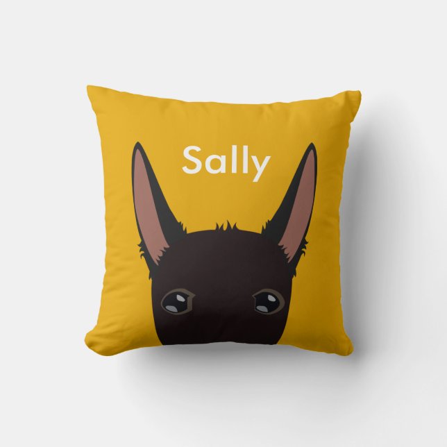 Almofada Podenco personalizado com rosto preto, branco e am (Frente)