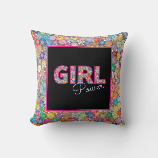 Almofada Poder da Menina | Girassas rosadas Lindas (Frente)