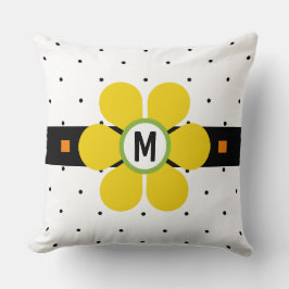 Almofada Poder Floral Amarelo de Meados do Século